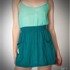 Green Cotton High Waisted Skirt American Apparel
